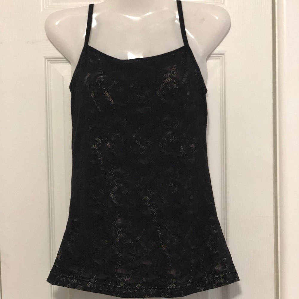 Black lace cami with nude lining